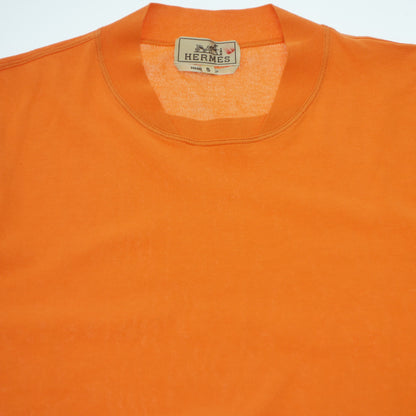 エルメス ニットTシャツ コットン Hロゴ S メンズ  オレンジ HERMES【AFB6】【中古】