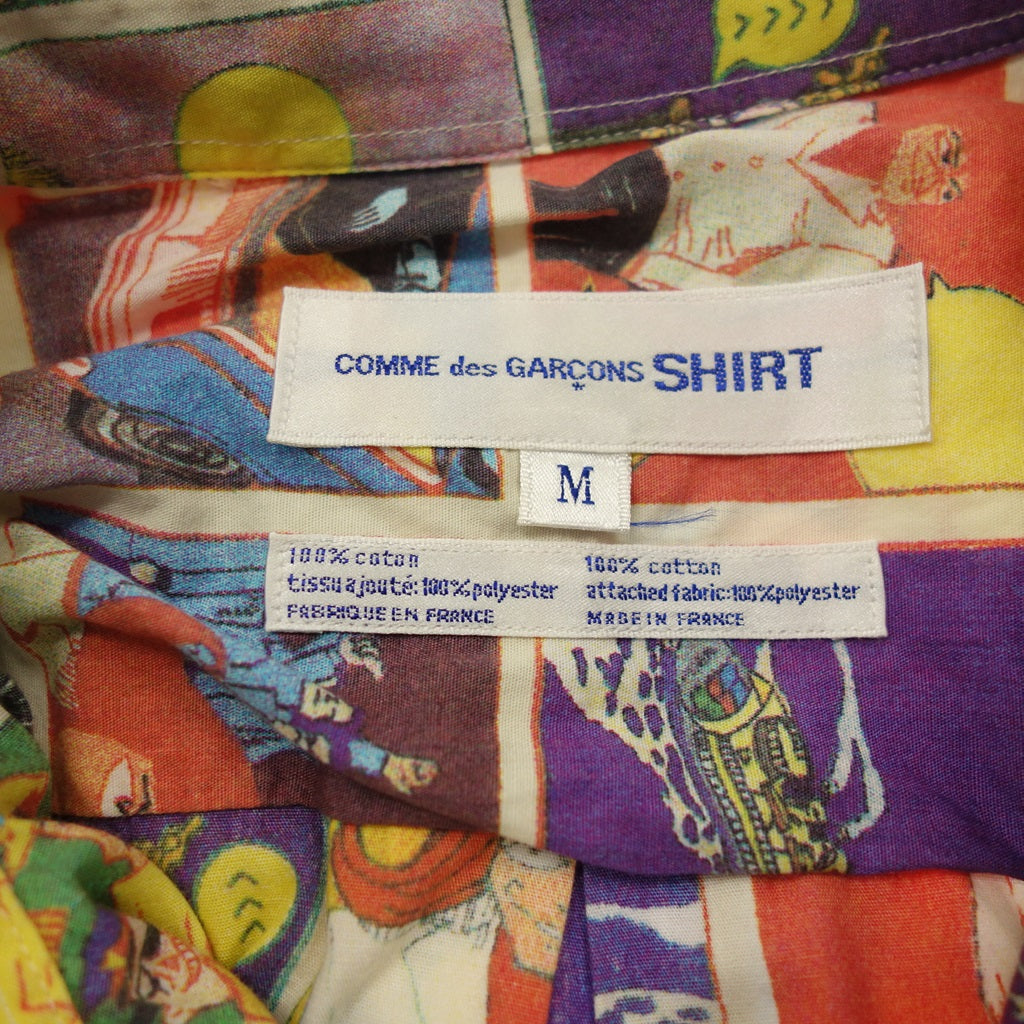 状况非常好 ◆ COMME des GARCONS 衬衫 长袖衬衫 漫画印花 法国制造 100% 棉 男士尺码 M COMME des GARCONS 衬衫 [AFB6] 