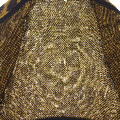 Good condition ◆ Glam knit cardigan mohair leopard pattern men's size 3 yellow glamb [AFB20] 