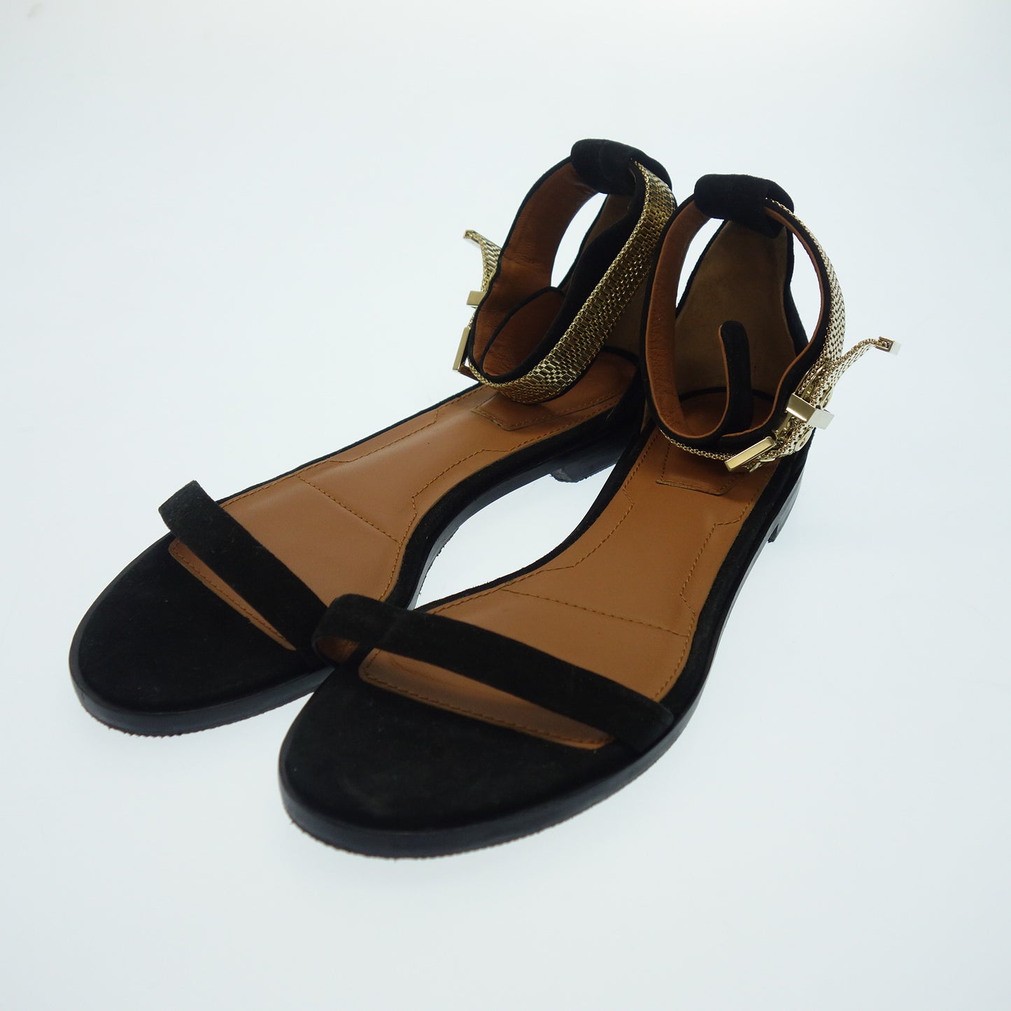 Good Condition ◆ Givenchy Suede Strap Sandals Pumps Belt Design Women's Black GIVENCHY [AFC19] 