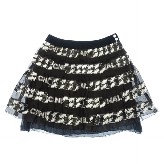 Used ◆ CHANEL Frill Skirt Coco Mark Logo 01A Women's Black Size 36 CHANEL [AFB35]