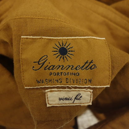 状况良好 ◆ Jeannet 衬衫长袖 Washing Division 修身棉麻男式棕色尺码 M GIANNETTO WASHING DIVISION SLIM FIT [AFB51] 