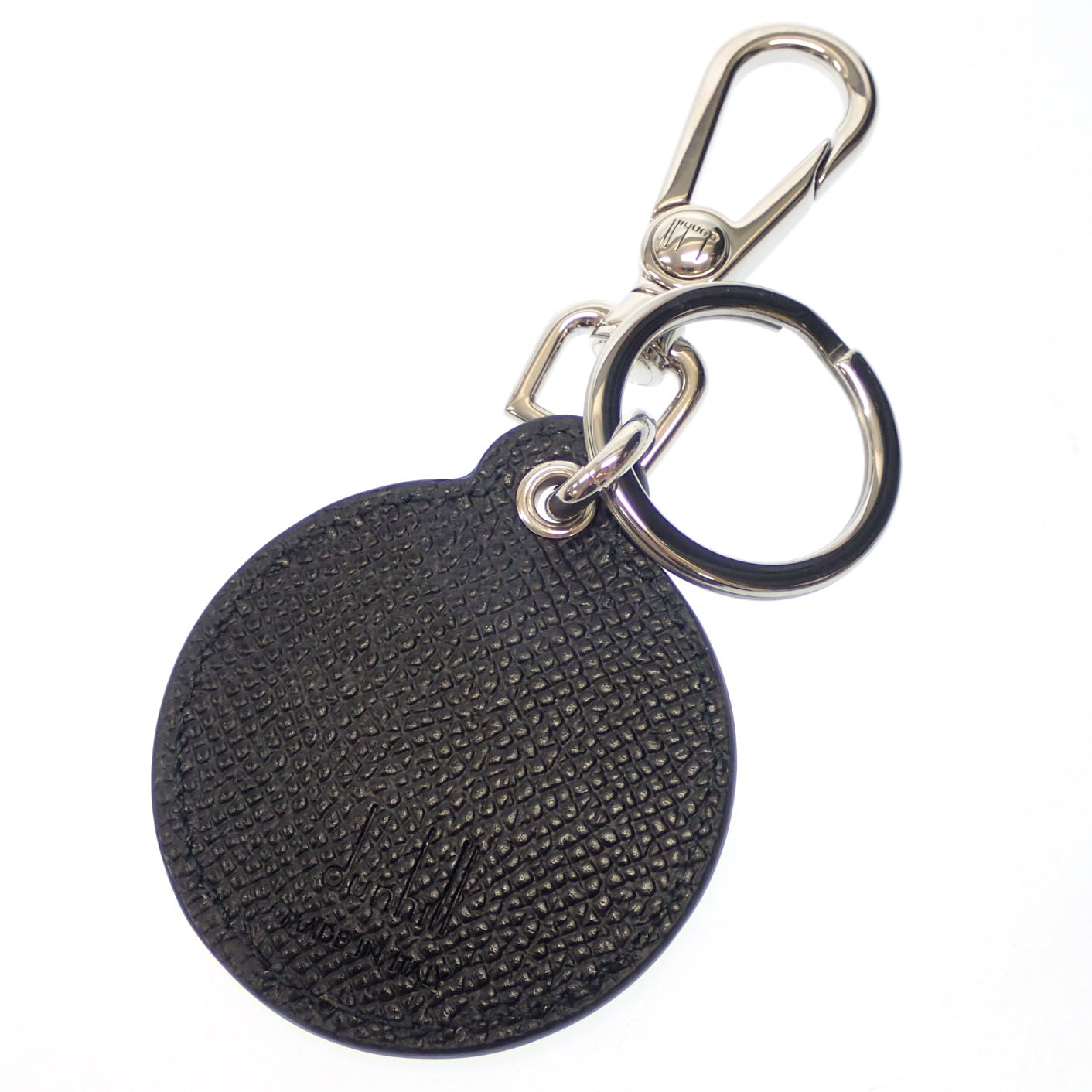 Very good condition ◆Dunhill key ring keychain leather black x silver with box dunhill [AFI8] 