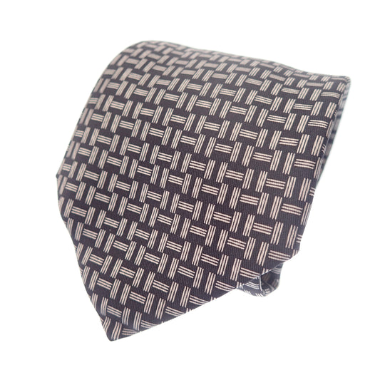 Good condition◆Hermes necktie all over pattern 100% silk navy with box HERMES [AFI18] 