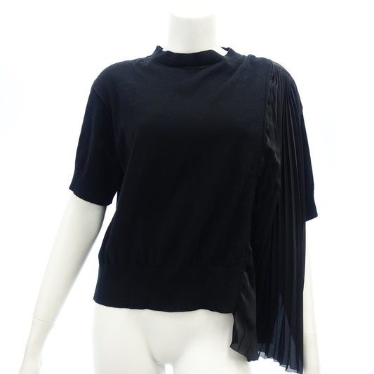 Used ◆Sacai 20SS short sleeve knit tops switching pullover ladies size 3 black 20-04906 Sacai [AFB37] 