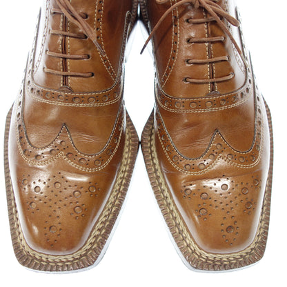 Good condition ◆ Santoni leather shoes full brogue 4116 Norbejese manufacturing method men's brown size 7.5 Santoni [LA] 