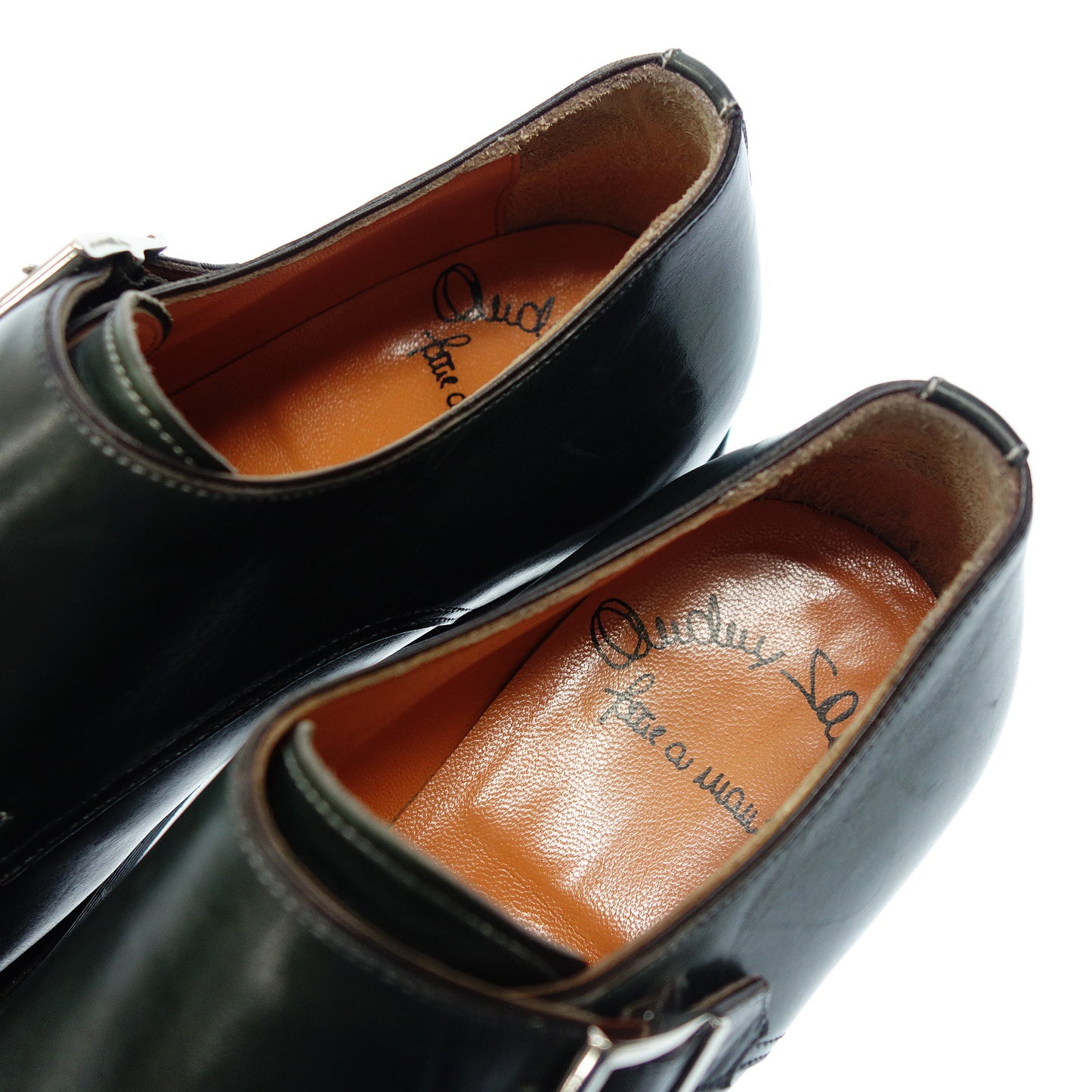 サントーニ ストレートチップ ダブルモンクストラップ 7749 メンズ 5 緑 santoni【AFC53】【中古】