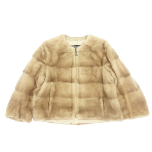 Good condition ◆ Lignaggio no collar jacket mink beige ladies size L LIGNAGGIO collezione [AFF19] 