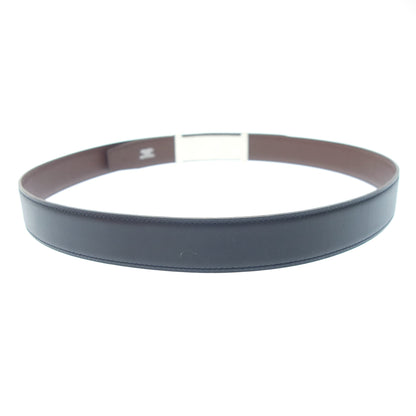 Hermes leather belt silver hardware □B carved size 90 black with box HERMES [AFI23] [Used] 