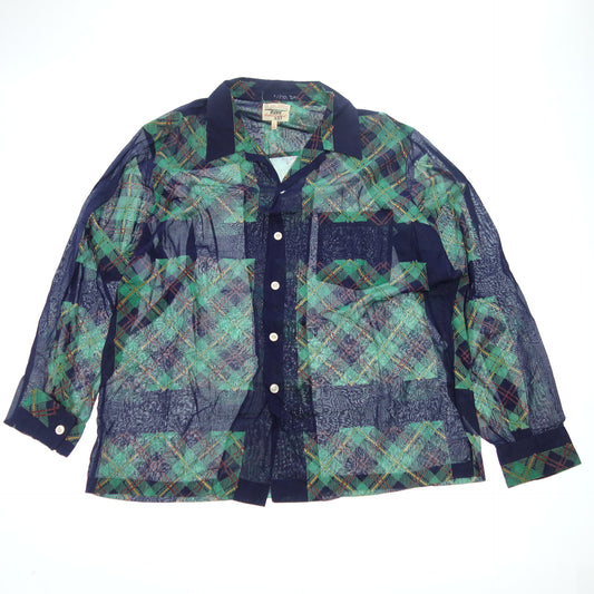 Used Hathaway Shirt Long Sleeve Shirt Sea Island Cotton Vintage Men's L Green Hathaway [AFB16] 