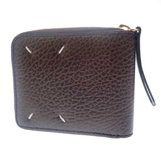 Very good condition ◆ Maison Margiela Bifold Wallet Round Zip 4 Stitch Leather S56UI0111 Brown with Box Maison Margiela [AFI18] 
