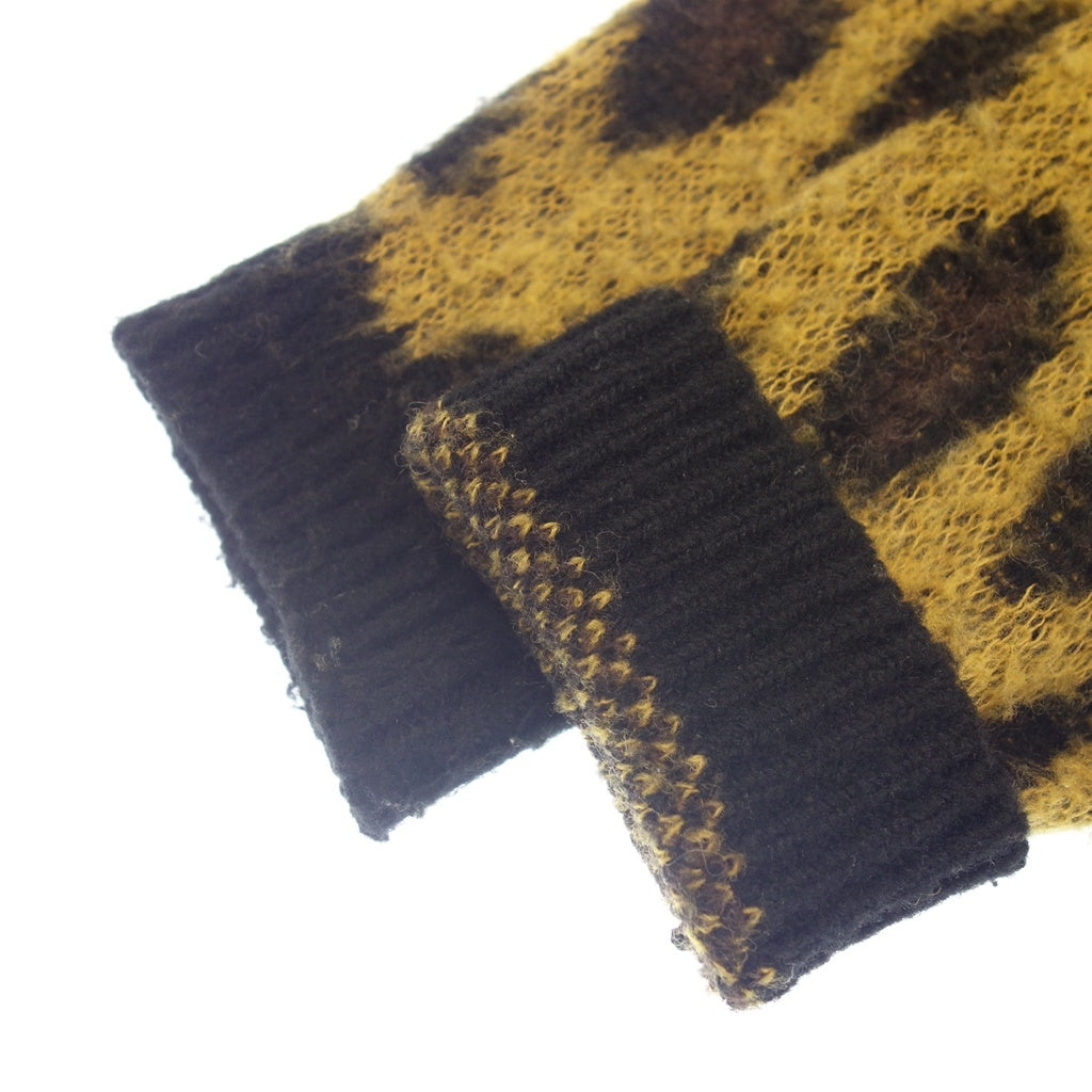 Good condition ◆ Glam knit cardigan mohair leopard pattern men's size 3 yellow glamb [AFB20] 