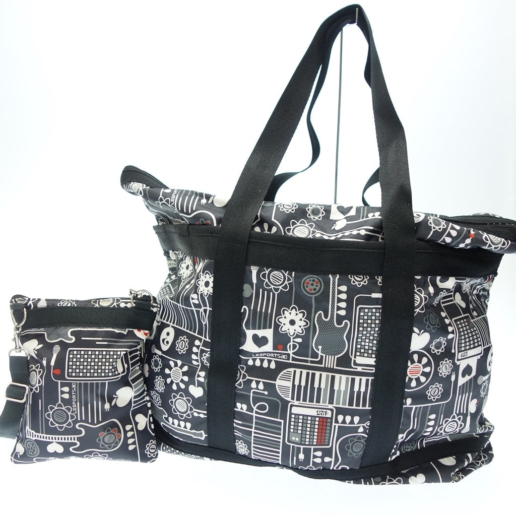 Used ◆LeSportsac Boston bag shoulder amplifier black LeSportsac 2-piece set [AFE4] 