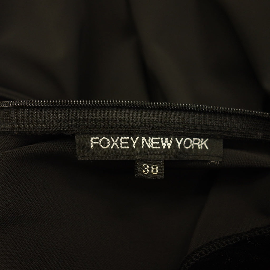 Good condition ◆ FOXEY NEW YORK Sleeveless dress 18245 Velor switching Ladies Black Size 38 FOXEY NEW YORK [AFB11] 