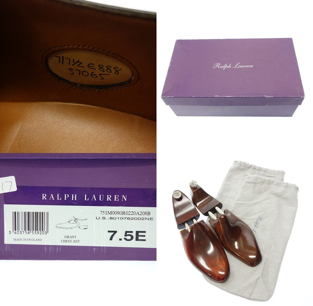 二手 ◆Ralph Lauren 紫标皮鞋 S7065 单带男士棕色尺码 7.5E RALPH LAUREN PURPLE LABEL [AFD9] 