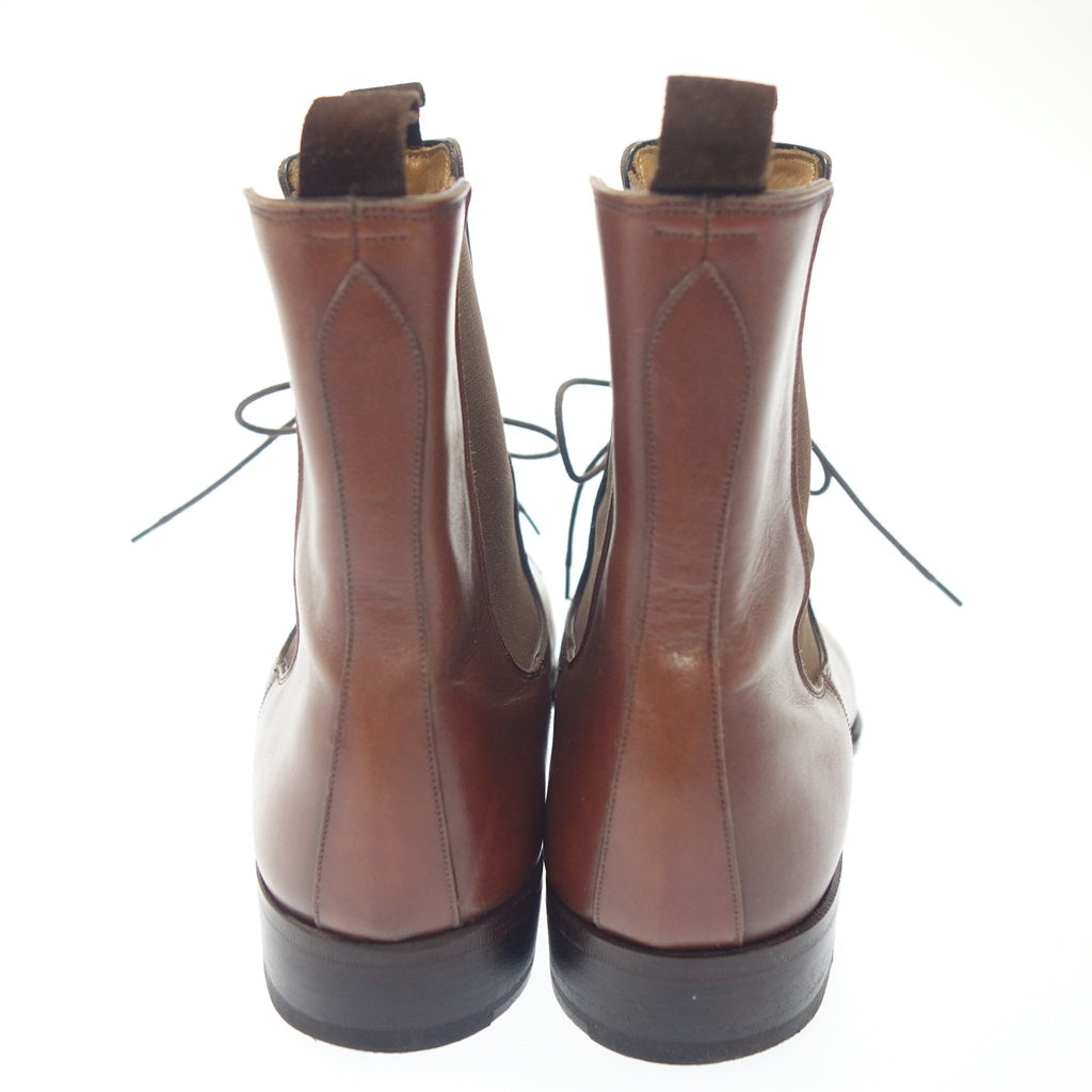 Very good condition ◆ DUCAL leather shoes lace up boots side gore 6121 men's brown size 41 DUCAL [AFC29] 