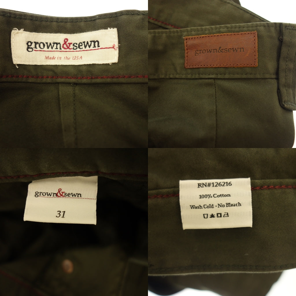 美品◆グロウンアンドソーン カーゴパンツ ボタンフライ メンズ サイズ31 オリーブ系 GROWN&SEWN【AFB2】