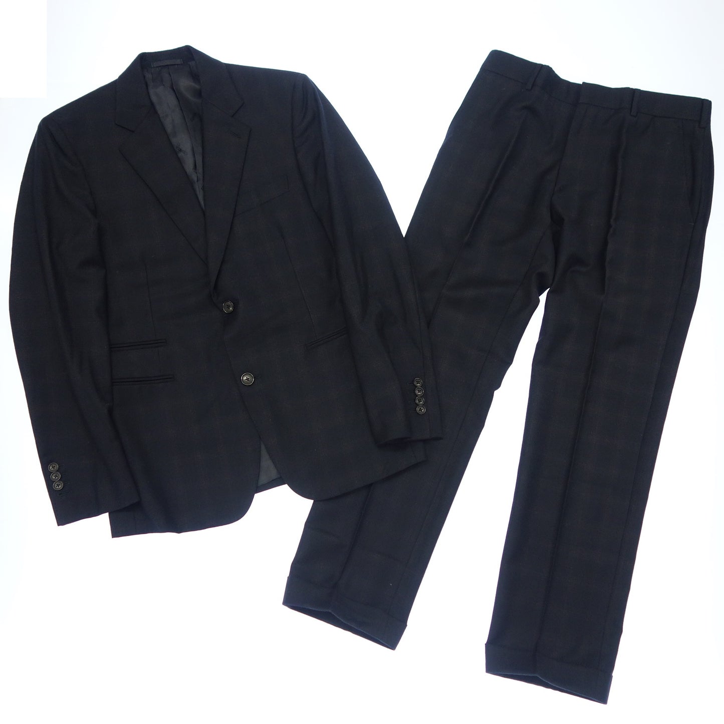 Good Condition◆Hermes Setup Suit Check Cashmere Blend Navy Size 46 Men's HERMES [AFA3] 