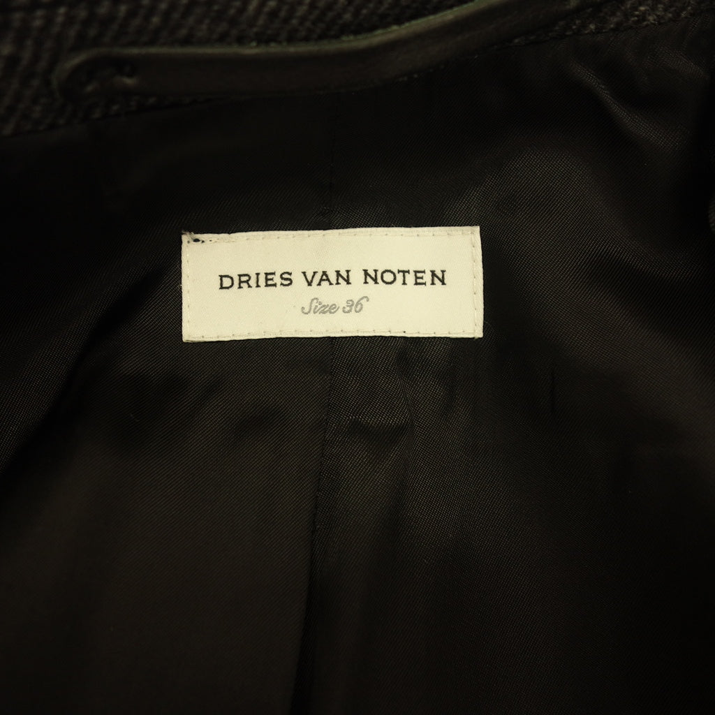 和新品一样◆Dries Van Noten 切斯特大衣 6B 双 100% 羊毛 女式 炭灰色 尺码 36 DRIES VAN NOTN [AFB41] 