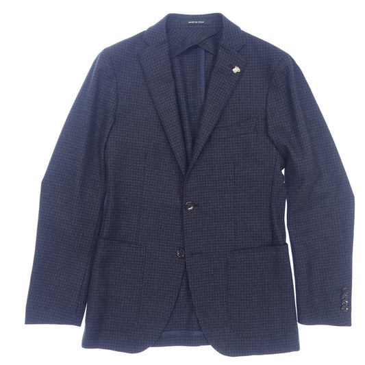 Very good condition ◆ TAGLIATORE Tailored Jacket Single Wool Check 1SGG22K Men's Size 44 Navy TAGLIATORE [AFB4] 