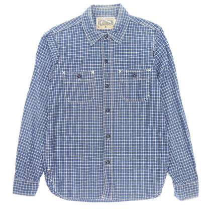 Used ◆Freewheelers long sleeve shirt Neal Cassady mini check men's size 14 Blue FREEWHEELERS NEAL CASSADY RAIL ROAD [AFB29] 