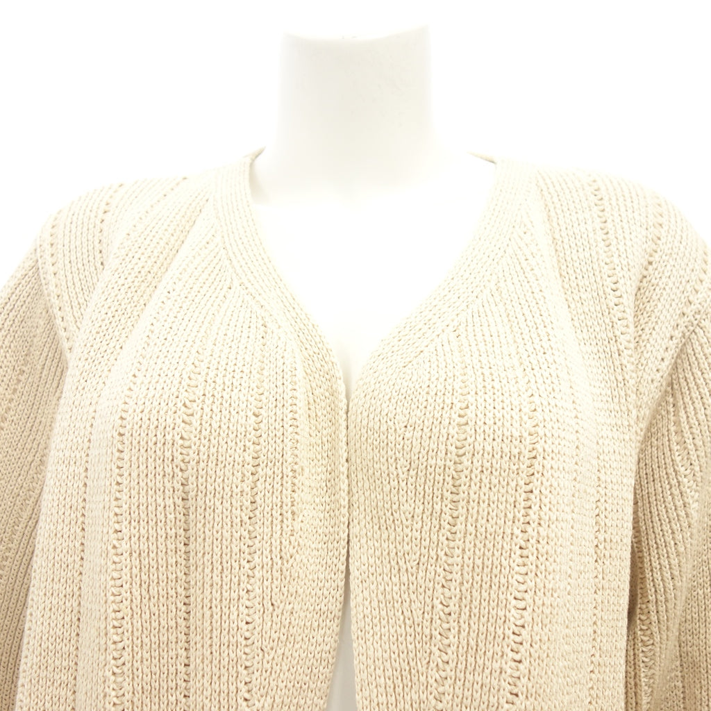 Good Condition◆Christian Dior Cotton Knit Cardigan Jacket Ladies Size M Beige Christian Dior [AFB39] 