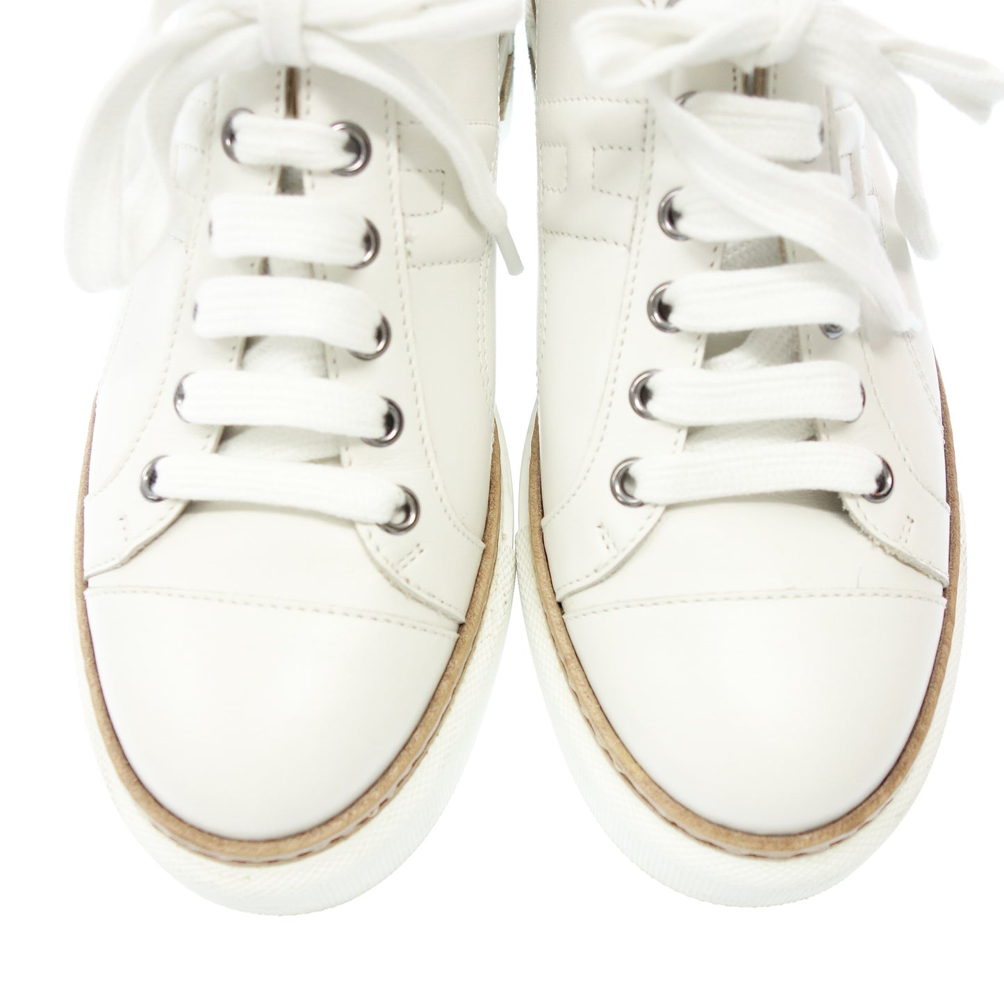 Hermes Leather Sneakers Polo Sneakers H Logo Women's White 35.5 HERMES [AFD8] [Used] 