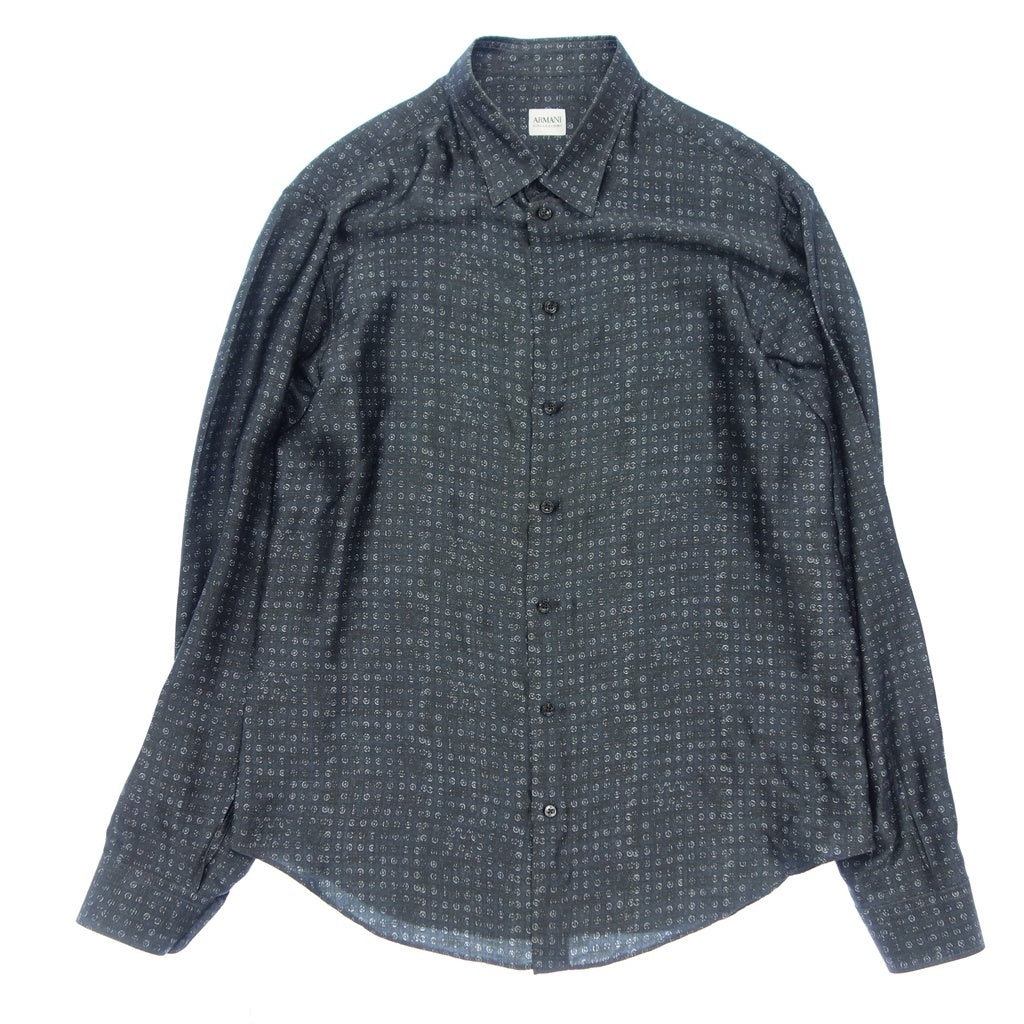 Good condition◆Armani Collezioni long sleeve shirt all over pattern men's size XL navy ARMANI COLLEZIONI [AFB23] 