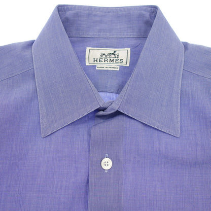 Very good condition◆Hermes long sleeve shirt cotton serie button men's size 39 blue HERMES [AFB37] 