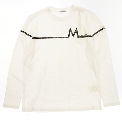 Like new◆Moncler Long Sleeve Shirt Border Men's White Size L H20918D00003 MONCLER [AFB42] 