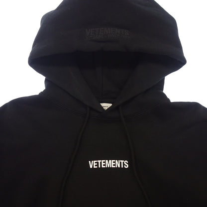 Good condition ◆ Vetements Logo Hoodie Parka Pullover Big Tag Men's Size S Black VETENENTS [AFB37] 