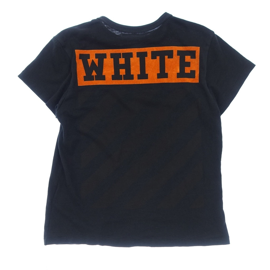 中古◆オフホワイト 半袖Tシャツ 背中ロゴプリント メンズ サイズXS ブラック OFF WHITE【AFB23】