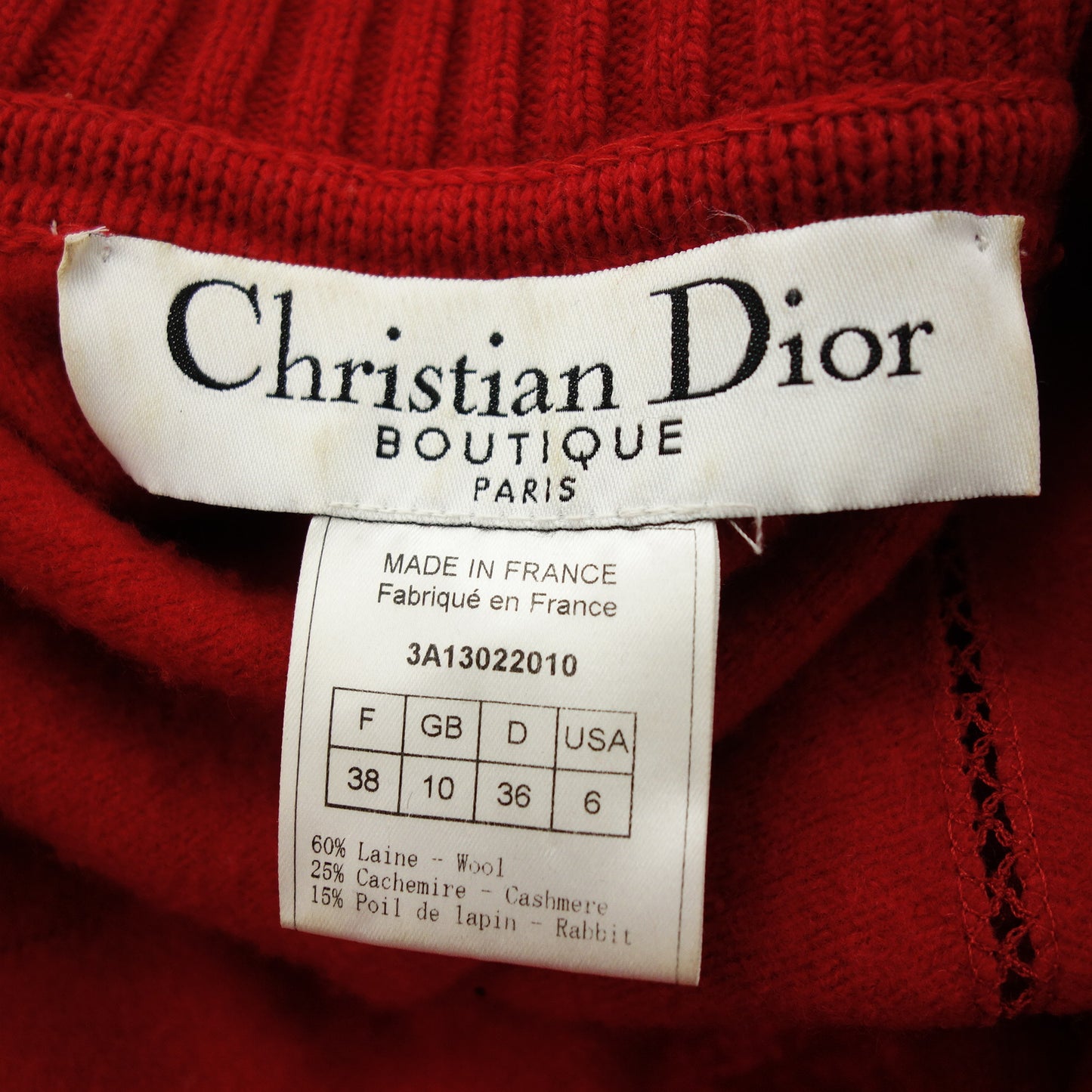 Christian Dior 针织开衫拉链兔毛女士红色 38 Christian Dior [AFA11] [二手] 