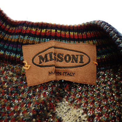 美品◆ミッソーニ リネン混 コットン ニット カーディガン メンズ 50 茶系 MISSONI【AFB30】