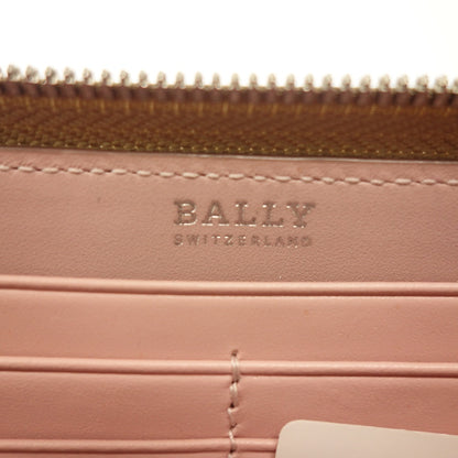 Good Condition◆Bally Wallet Round Zip Calf Embossed Beige BALLY GROSVENOR [AFI18] 