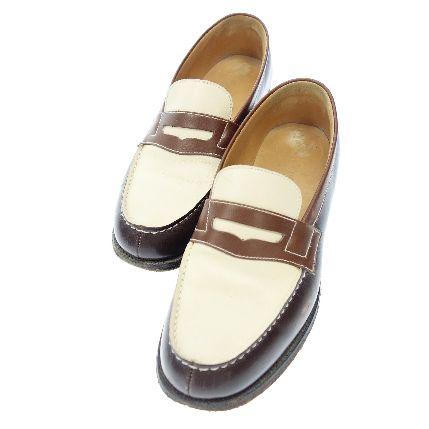 Used ◆JM Weston Signature Loafer 180 Bicolor Men's Brown x White 4D JMWESTON [AFD5] 