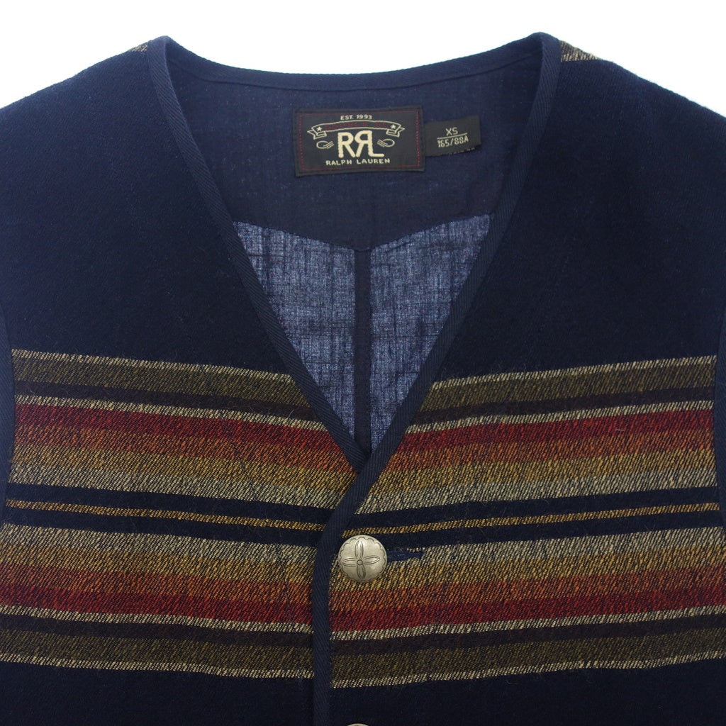 Very good condition◆Double RRL Ralph Lauren Concho Vest Wool Blend Navy Men's Size XS RRL RALPH LAUREN [AFB4] 