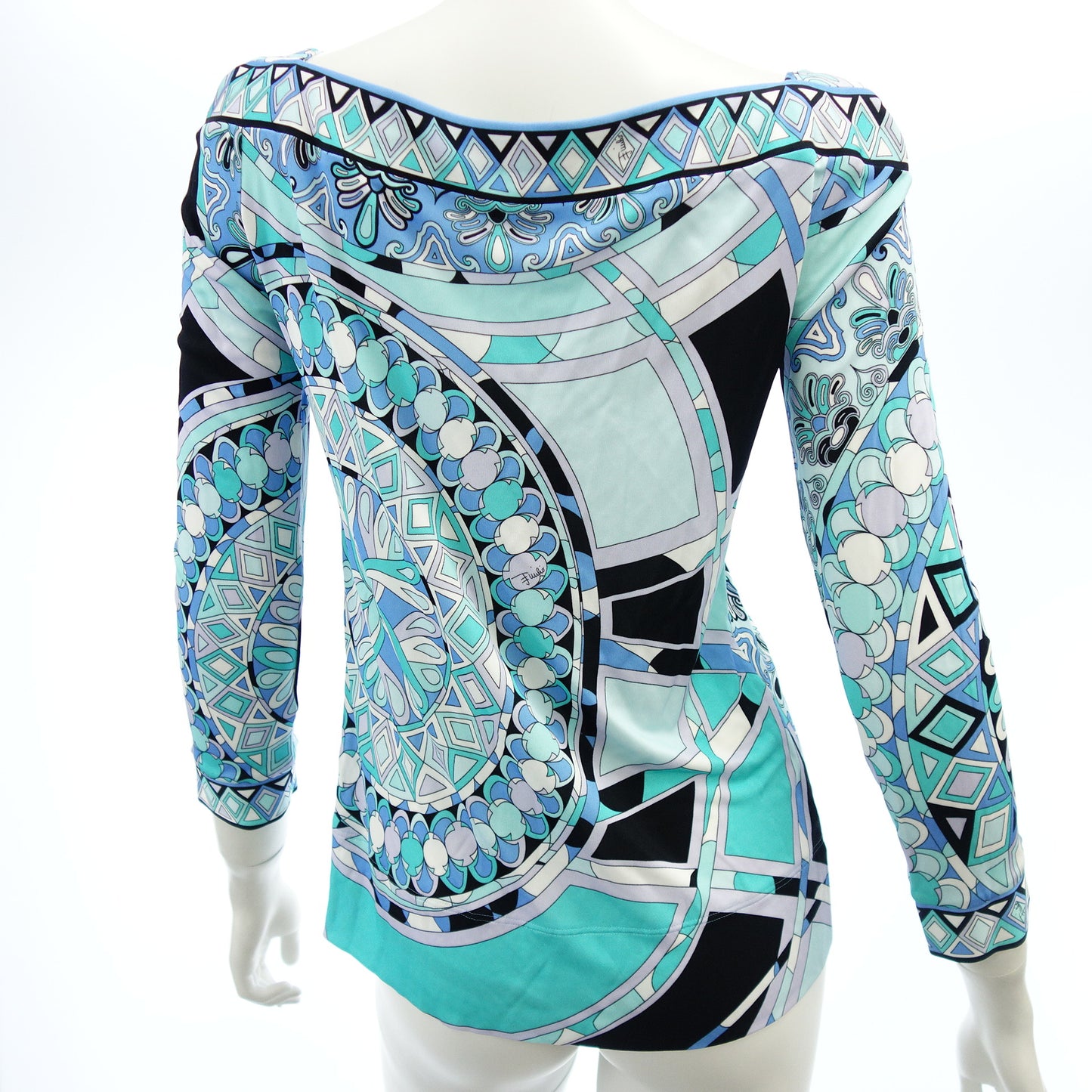 Good condition ◆ Emilio Pucci long sleeve cut and sew rayon ladies blue size 38 EMILIO PUCCI [AFB9] 