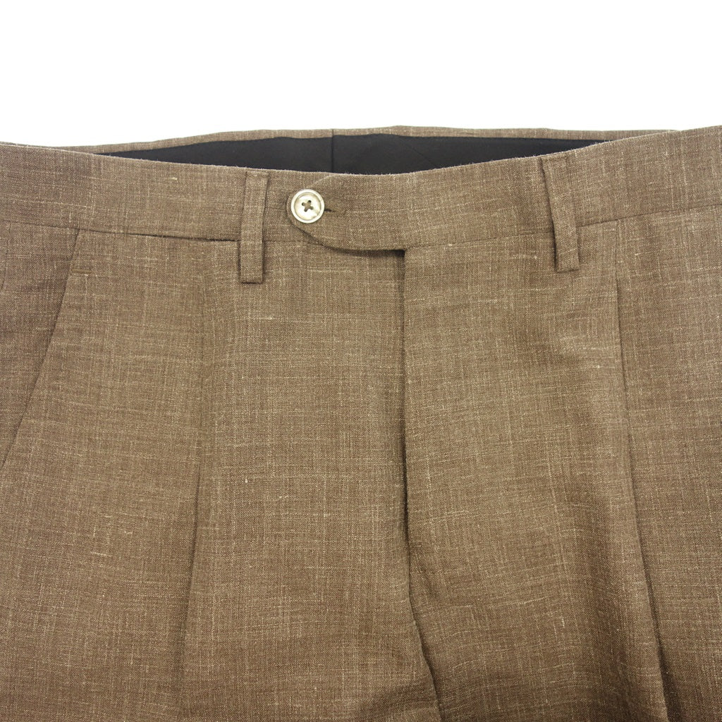 Very good condition◆Barba suit setup double wool x silk x linen men's brown size 42 BARBA [AFB6] 