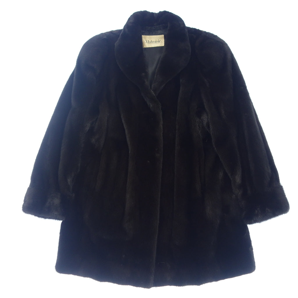 Good condition ◆ Malvoisie Black Glama Mink Half Coat Size 15 Black Malvoisie BLACKGLAMA [AFF19] 