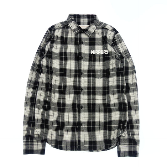 Used ◆Mirror Nine Check Shirt Flannel Shirt Back Print Men's S White x Black MIRROR9 [AFB30] 