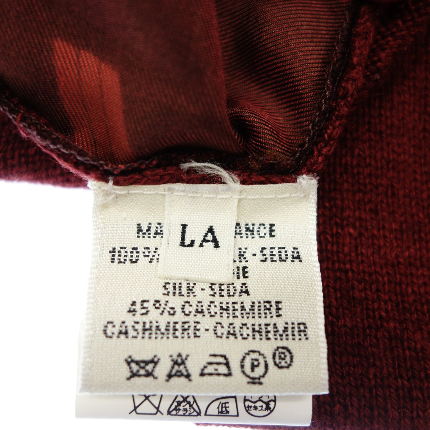 Very good condition◆Hermes knit cardigan cashmere x silk scarf pattern Margiela period ladies wine red size LA HERMES [AFB32] 