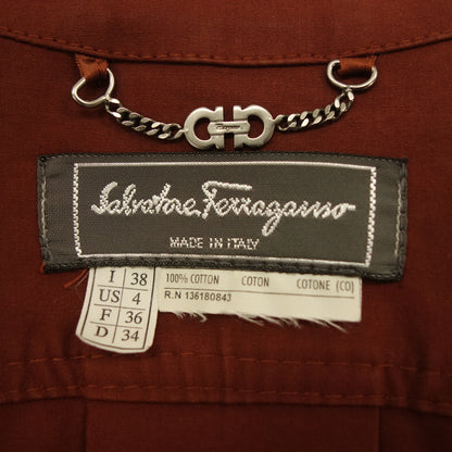 Salvatore Ferragamo Trench Coat Stitch Design Silver Hardware Women's 38 Brown Salvatore Ferragamo [AFB9] [Used] 