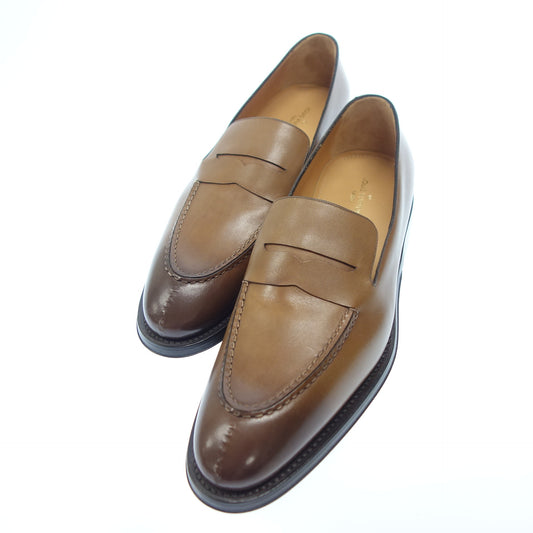 Very good condition ◆Louis Vuitton leather loafer slip-on men's brown size 9M LOUIS VUITTON [AFC44] 