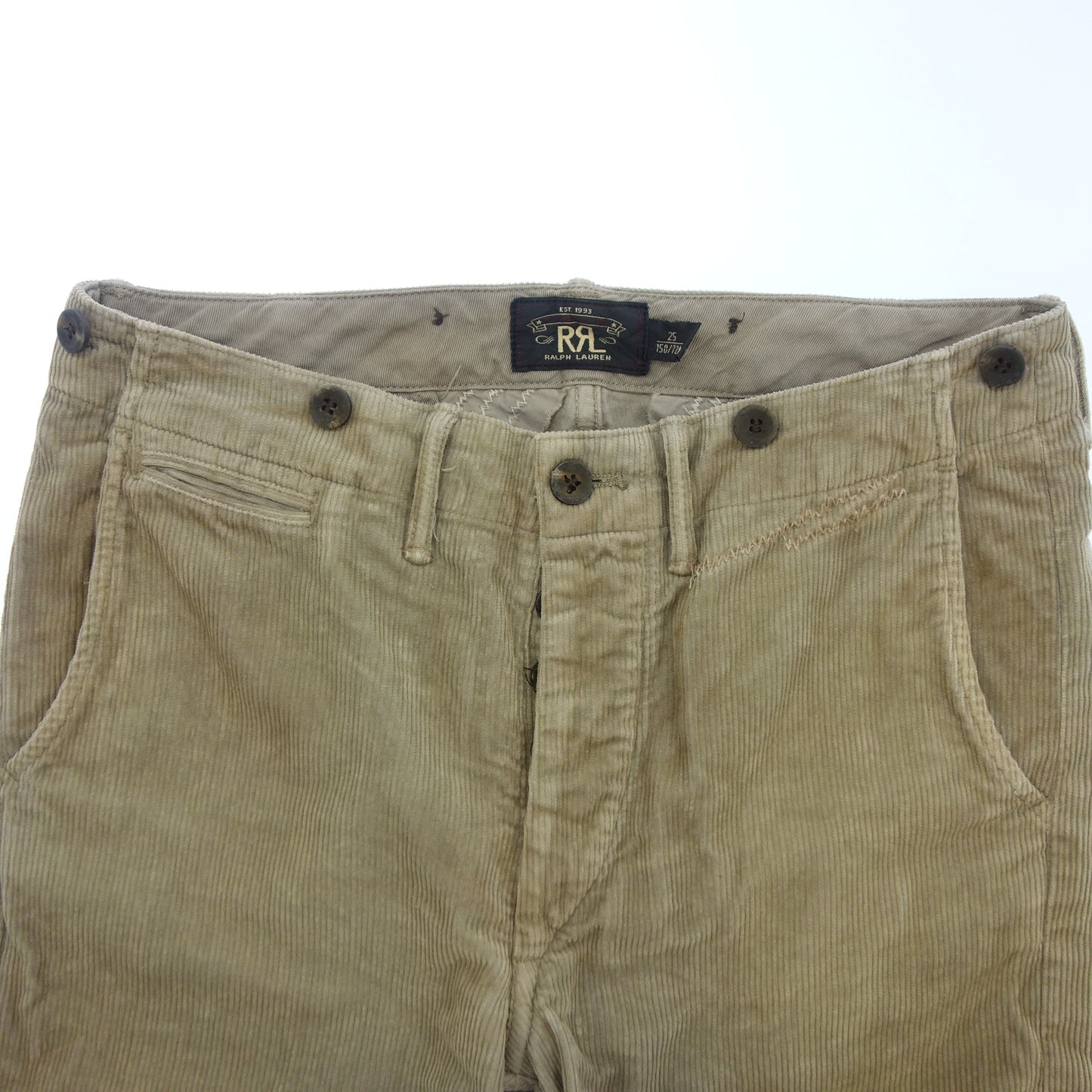 RRL Corduroy Pants with Suspender Buttons Distressed Men's 25 Beige [AFB34] [Used] 