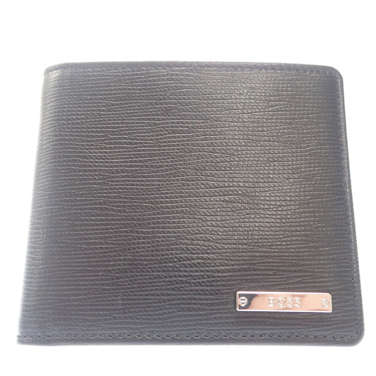 Like new ◆ BOSS Italian embossed leather wallet logo plate BOSS [AFI1] 