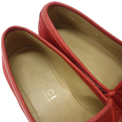 Good condition ◆ Gucci suede bit loafer slip-on with box ladies red size 35 GUCCI [AFD4] 