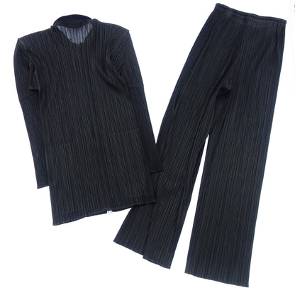 状况良好 ◆ Pleats Please Issey Miyake 设置 PP04-JD359/PP04-JF643 尺寸 3 女式黑色 PLEATS PLEASE ISSEY MIYAKE [AFB2] 