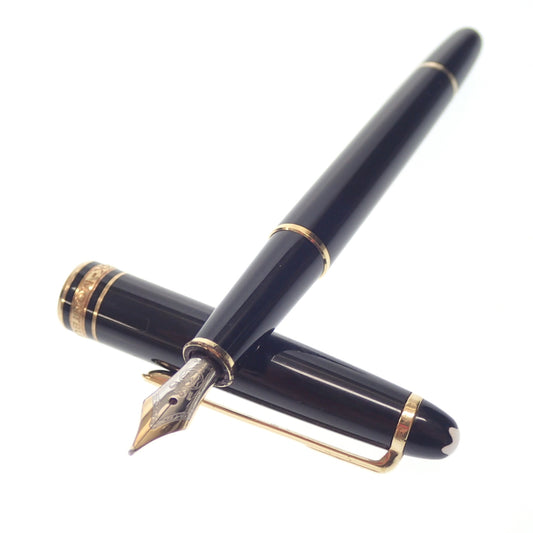 モンブラン 万年筆 マイスターシュテック ペン先14K585 黒×金 箱付き MONTBLANC【AFI19】【中古】