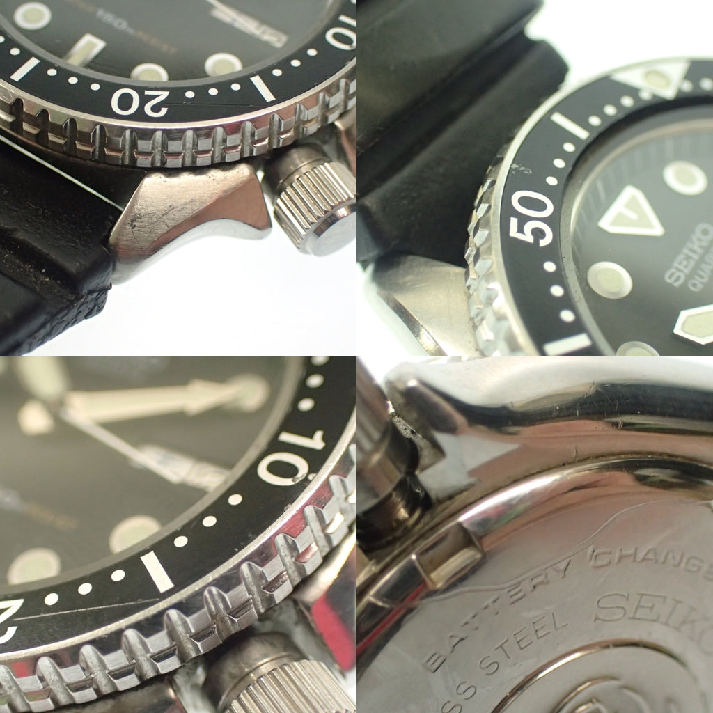 Good Condition◆Seiko Diver's Watch Quartz 6458-6000 Dial Black Silver SEIKO [AFI13] 